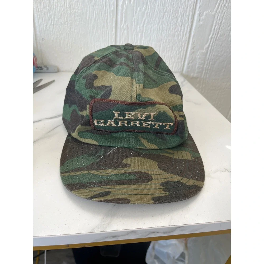 VINTAGE Levi Garrett‎ Camouflage Snapback Hat Adult One Size Made in USA
